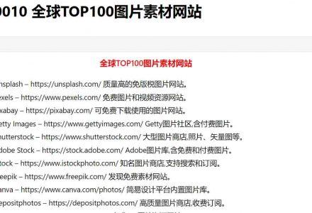 ZX0010 全球TOP100图片素材网站-有用乐享
